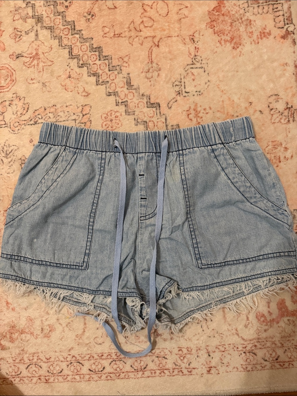 Source Unknown Light Blue Denim Drawstring Shorts